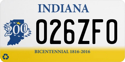 IN license plate 026ZFO