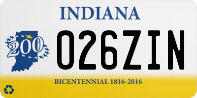 IN license plate 026ZIN