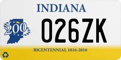 IN license plate 026ZK