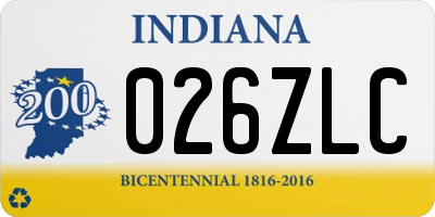 IN license plate 026ZLC