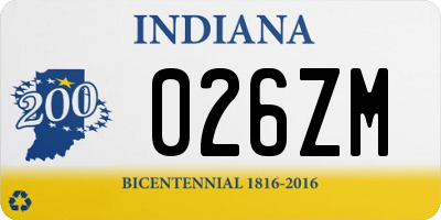 IN license plate 026ZM