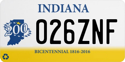 IN license plate 026ZNF
