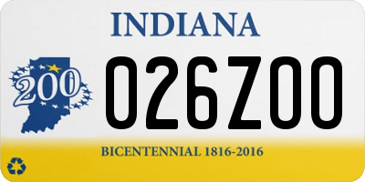 IN license plate 026ZOO