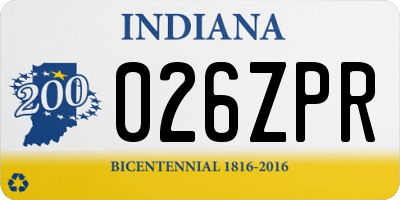 IN license plate 026ZPR