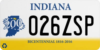 IN license plate 026ZSP