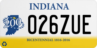 IN license plate 026ZUE