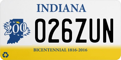 IN license plate 026ZUN