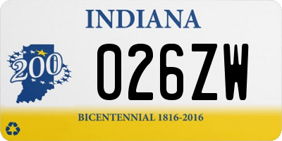 IN license plate 026ZW