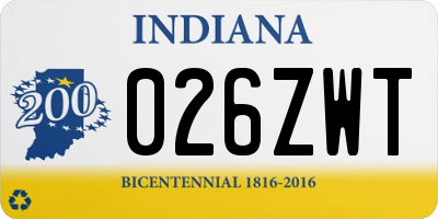 IN license plate 026ZWT