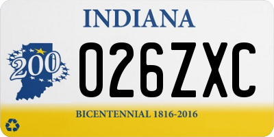 IN license plate 026ZXC