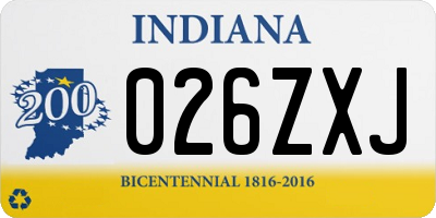 IN license plate 026ZXJ