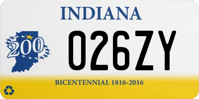 IN license plate 026ZY