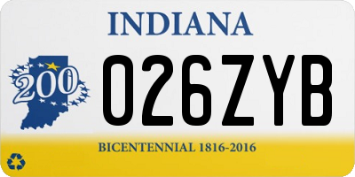 IN license plate 026ZYB
