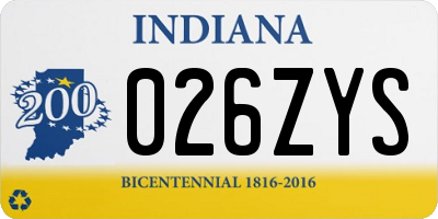 IN license plate 026ZYS