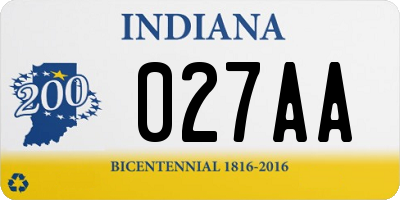 IN license plate 027AA