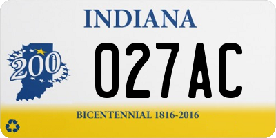 IN license plate 027AC