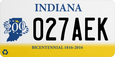 IN license plate 027AEK