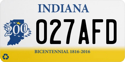 IN license plate 027AFD