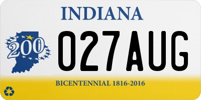 IN license plate 027AUG