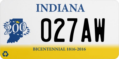 IN license plate 027AW