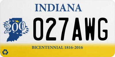 IN license plate 027AWG