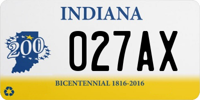 IN license plate 027AX