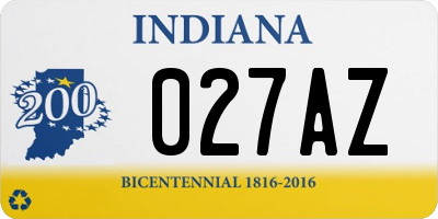 IN license plate 027AZ