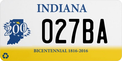 IN license plate 027BA