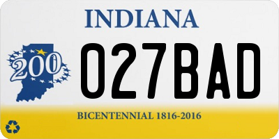 IN license plate 027BAD