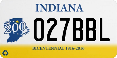 IN license plate 027BBL