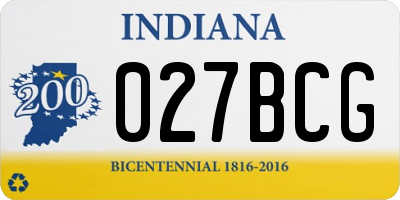 IN license plate 027BCG