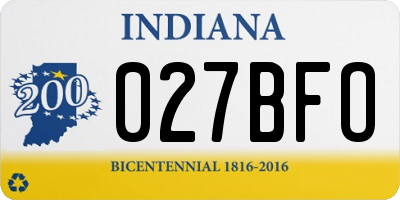 IN license plate 027BFO