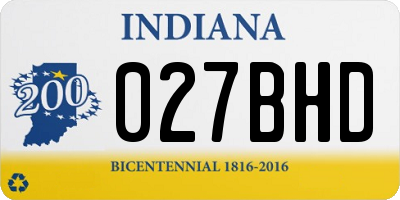 IN license plate 027BHD