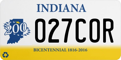 IN license plate 027COR