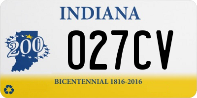 IN license plate 027CV