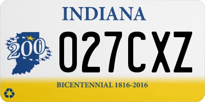 IN license plate 027CXZ