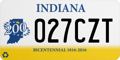 IN license plate 027CZT