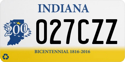 IN license plate 027CZZ