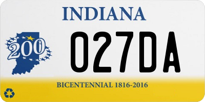 IN license plate 027DA