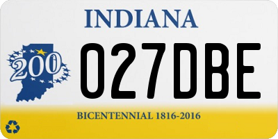 IN license plate 027DBE