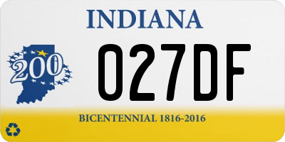 IN license plate 027DF