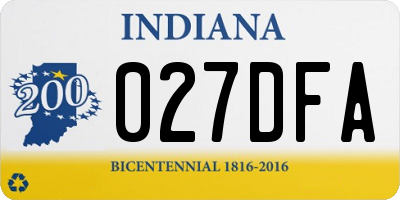 IN license plate 027DFA