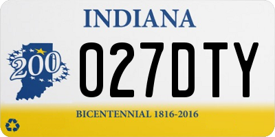 IN license plate 027DTY