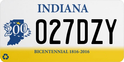 IN license plate 027DZY