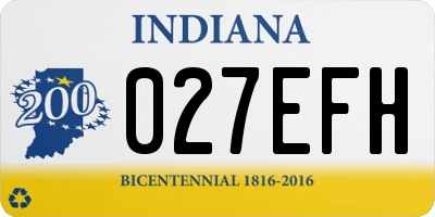 IN license plate 027EFH