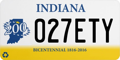 IN license plate 027ETY