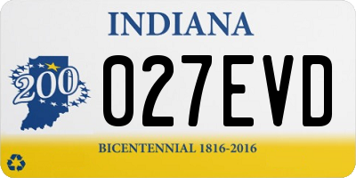 IN license plate 027EVD
