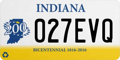 IN license plate 027EVQ