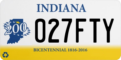 IN license plate 027FTY