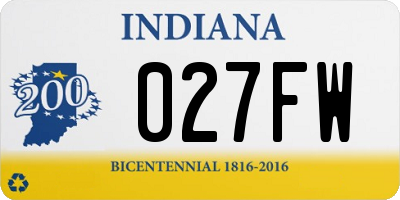 IN license plate 027FW